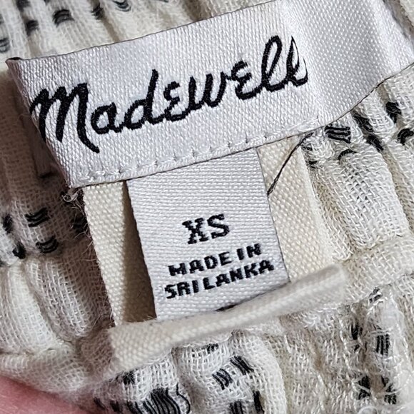 Madewell Ivory Stripe Cotton Gauze High Rise Pull On Tapered Pants - Picture 5 of 6